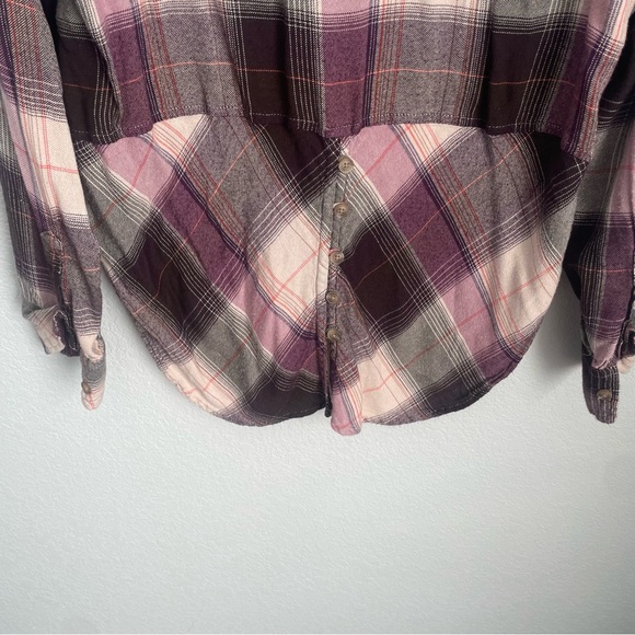Lucky Brand Women's Oversized Purple & Pink Button Down Flannel Shirt Medium - Picture 9 of 10
